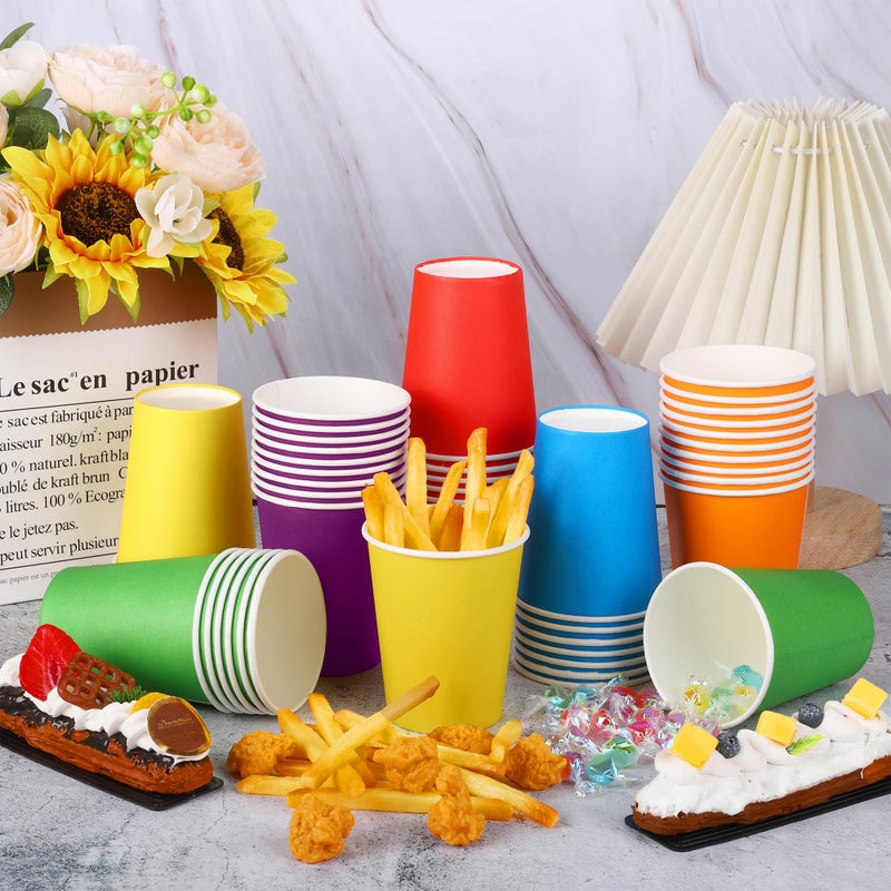 URATOT 60 Pieces 9 Ounce Disposable Paper Cups Party Cups Drinking Cups for Party, DIY and Holiday, 6 Colors - Image 4